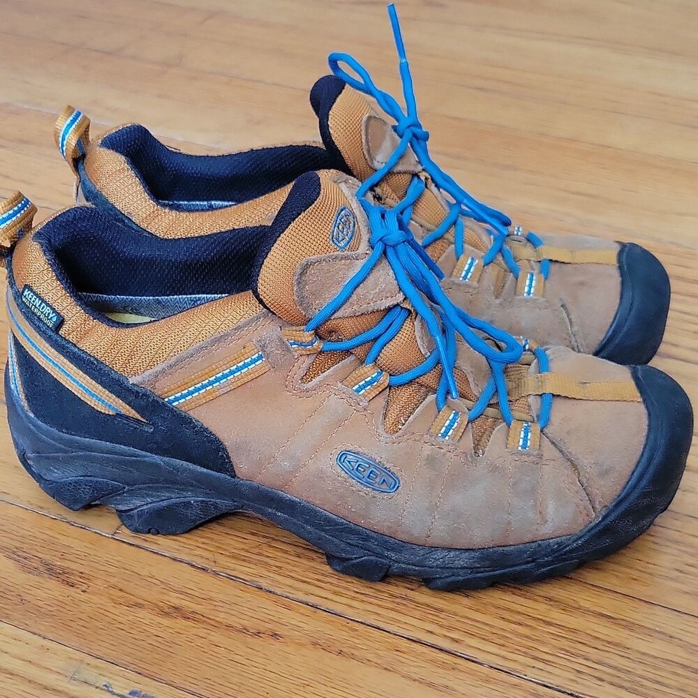 KEEN Men’s Hiking Shoes Brown/Blue/Black Blue Laces US 8 Medium